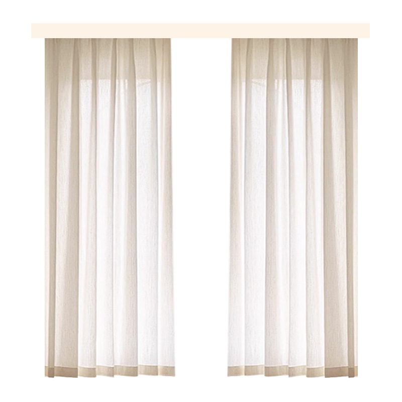 Fufeng Yarn Curtain Transparent and Impervious Retro Curtain Tulle Balcony Living Room Advanced Sense Jacquard Linen Yarn Curtain