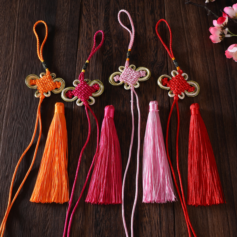 Китайский узел маленького размера с индивидуальной золотой окантовкой, богатый узел, фабрика, большое количество цветов и размеров, различные китайские узлы с кисточками