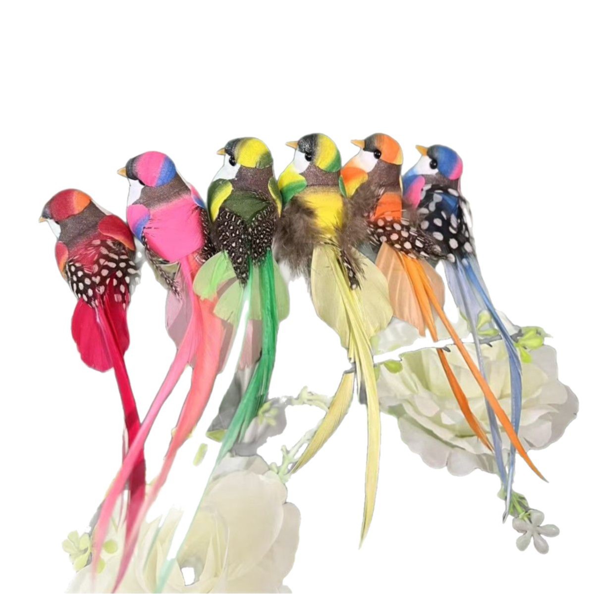 Silk Tail Bird Clip Foam Products Bird Decoration Accessories Silk Tail Bird Imitation Bird Clip
