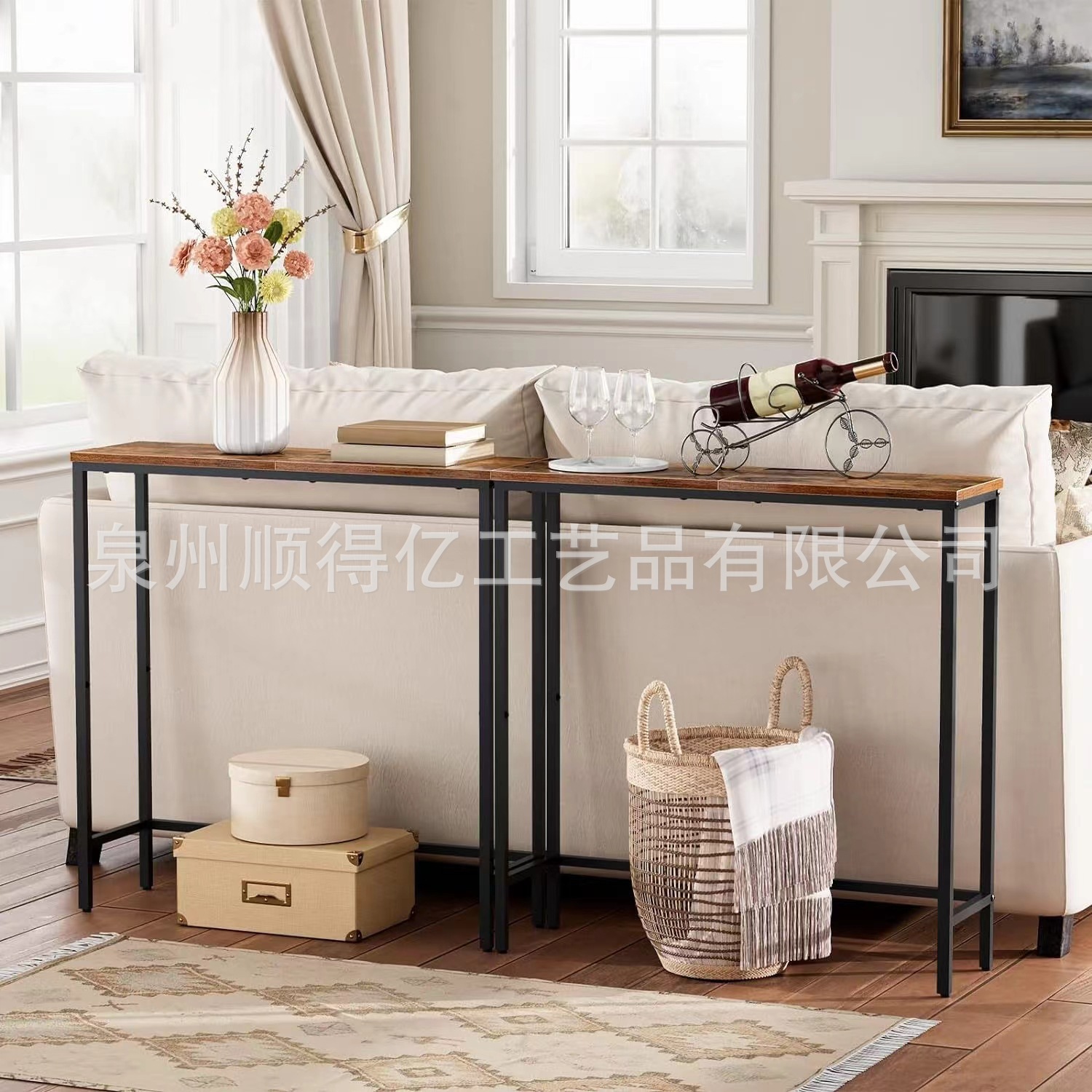 Sdy American Country Entrance Table, Small Sofa Table, Side Table, Display Table for Corridor, Bedroom and Living Room