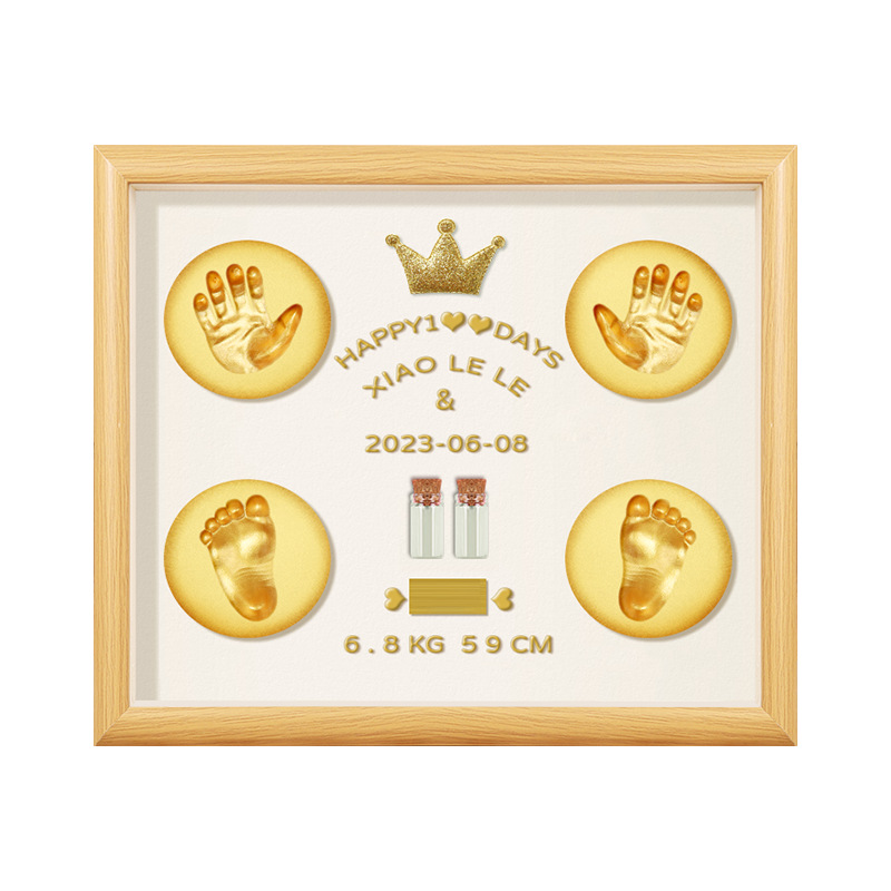 Baby newborn baby hand and foot inkpad Hundred Days Full Moon Footprints photo frame foot fetal hair souvenir year-old hand and foot prints