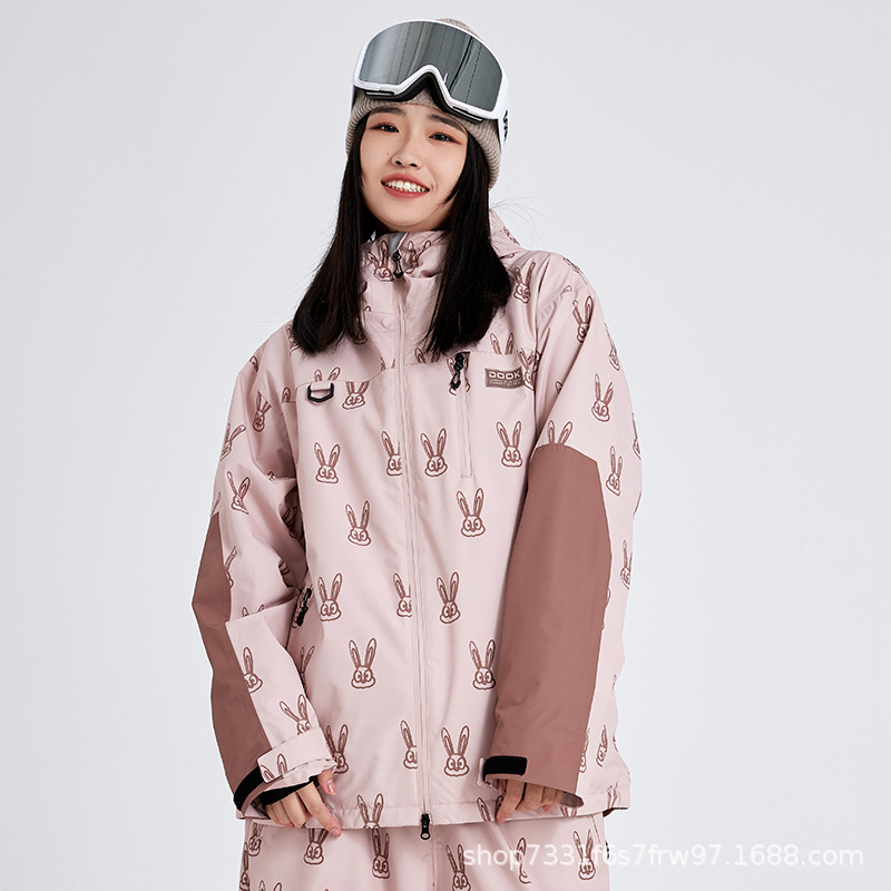 2023 new single-board ski suit women's men's waterproof windproof cold-proof professional thickened warm American coat 539