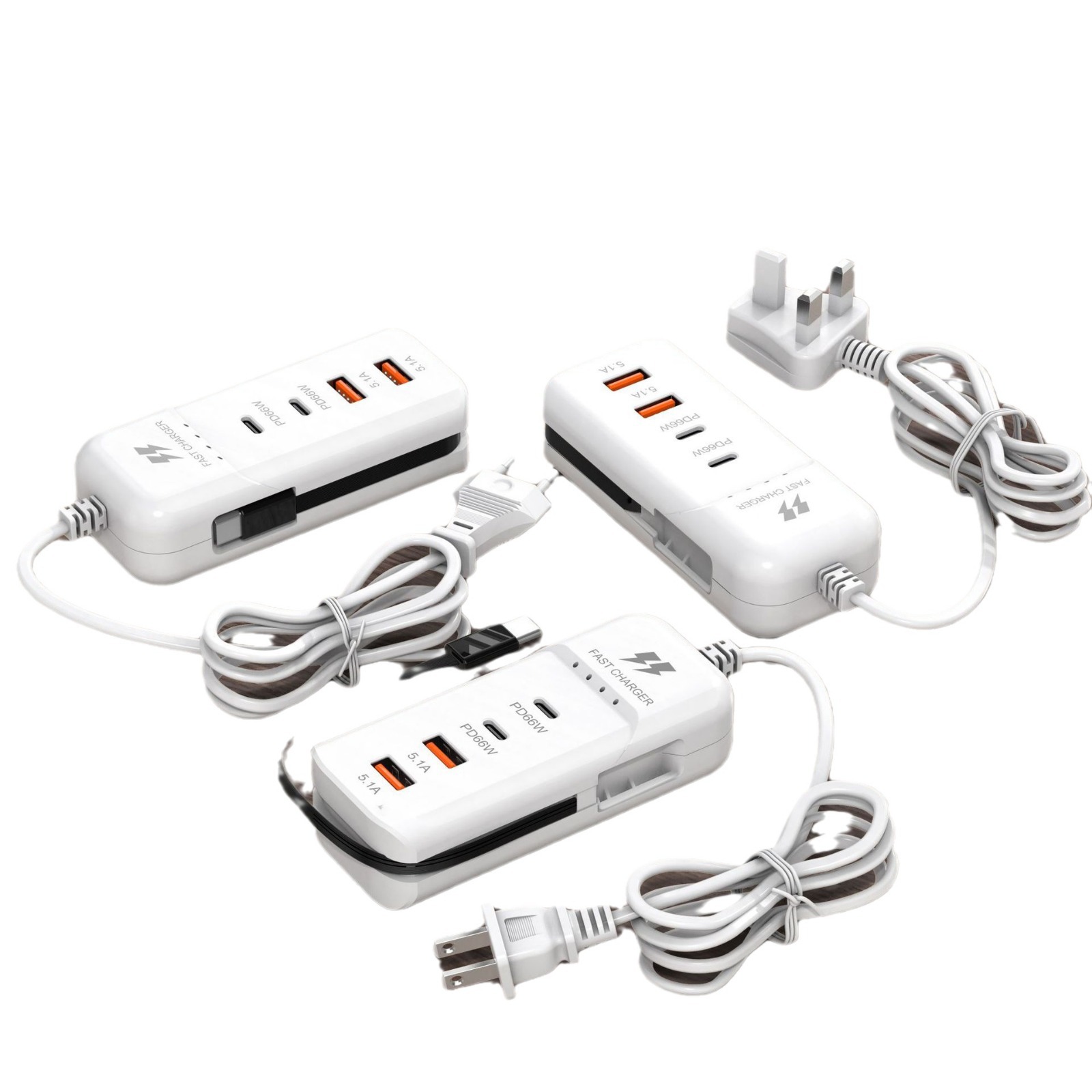 New Mobile Phone Charger Row 4Usb Multi-Port Dual Pd Fast Charging Head Universal with Type-C Socket Extension Cord
