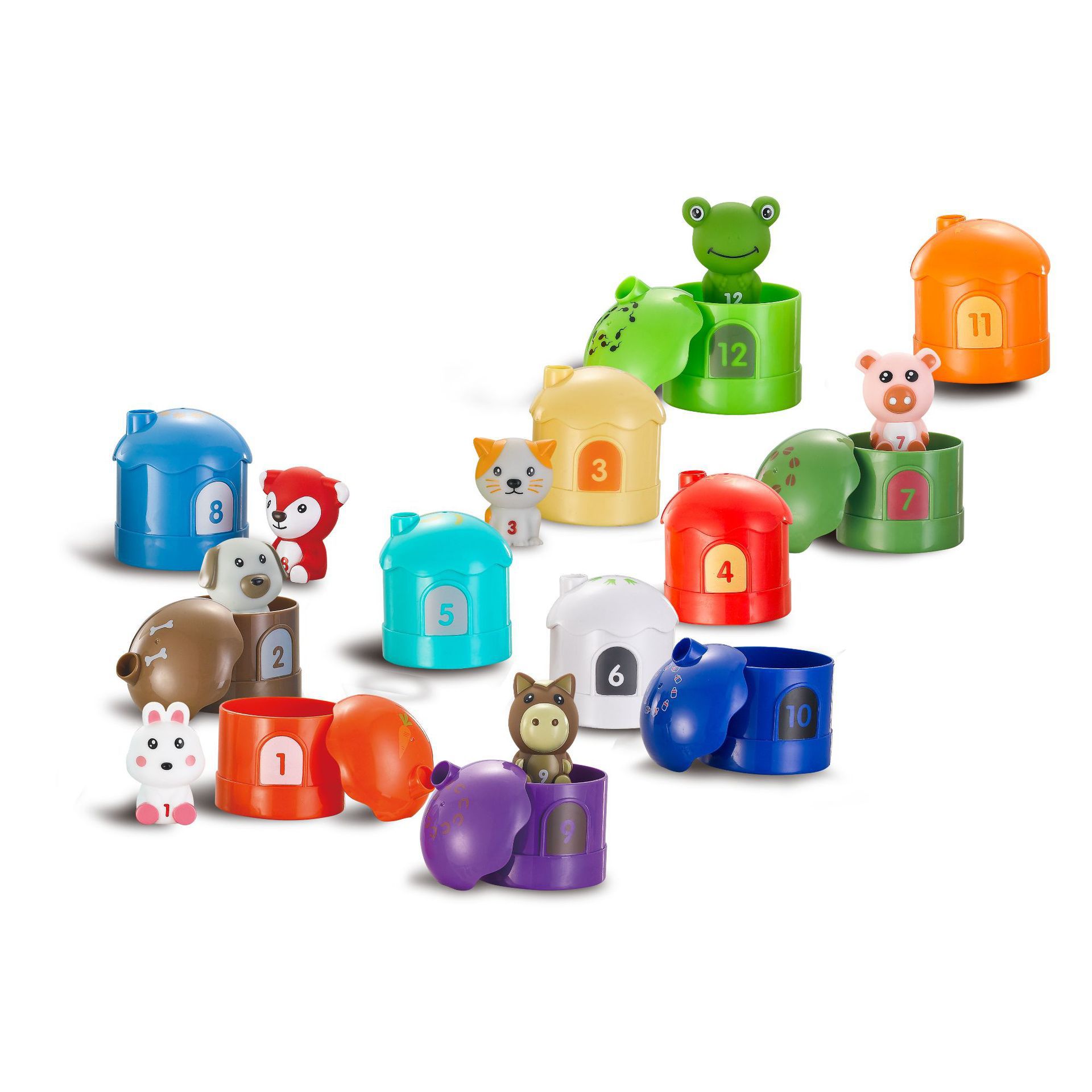 New Cross-Border Popular Kidsren's Educational Enlightenment Cognitive Soft Glue Animal Number Matching House Cartoon Animal Finger Puppet