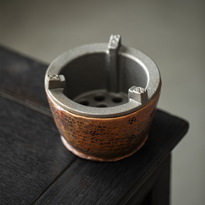 Copper Hammer Pattern Alcohol Stove Carbon Stove Encircled Stove Household Carbon Stove Tea Room Tea Ceremony Tea Maker Warm Tea Stove