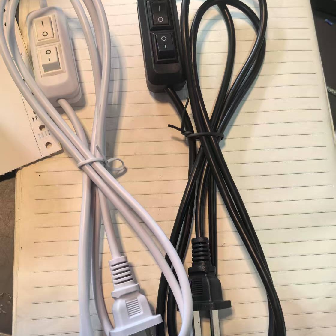 Cross-border double switch wire plug black white lamp cap wire 1.8 meters flat plug European gauge U.S. gauge plug