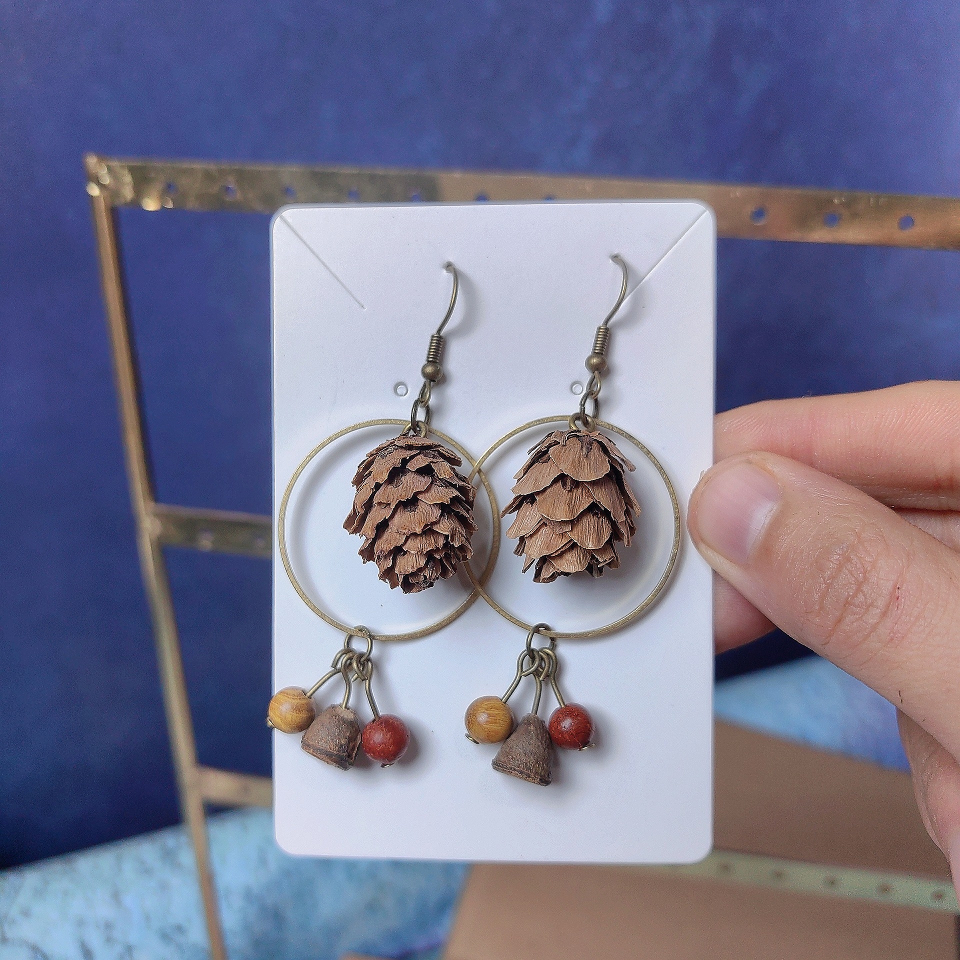Original Mori Natural Plant Dried Fruit Earrings Personalized Design Wooden Vintage Earrings Earrings Handmade Earrings