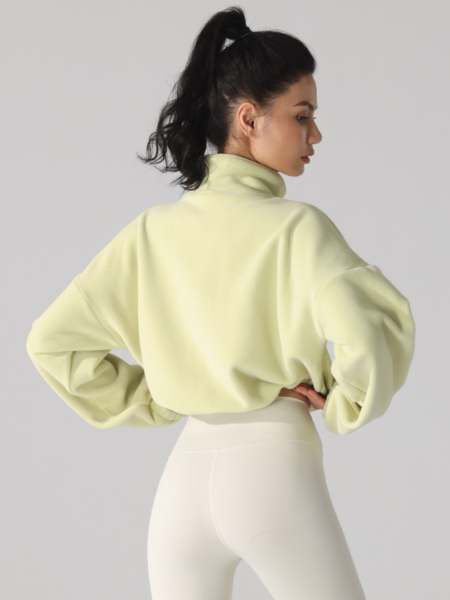 Women's Long-sleeved fleece-lined Thickened Windproof Lamb Yoga Running Suit