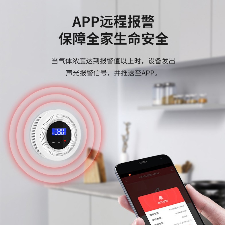 Smart App Gas Graffiti Wifi Monitoring Home Liquefied Gas Leak Sensor Smoke Alarm