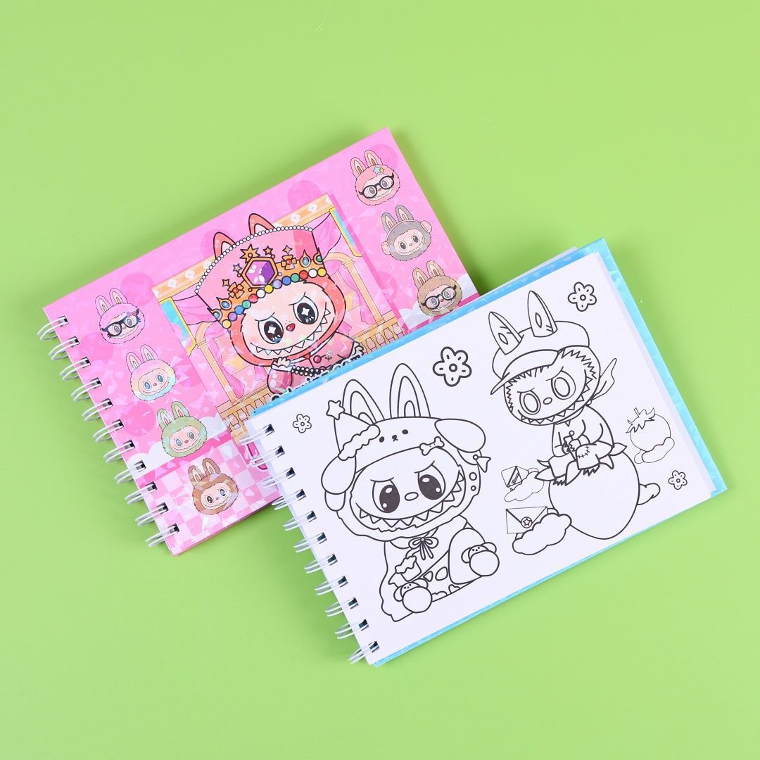 Labubu Coloring Coil Book Labubu High-Looking Ins Creative Picture Book Cute and Cute Drawing Book.