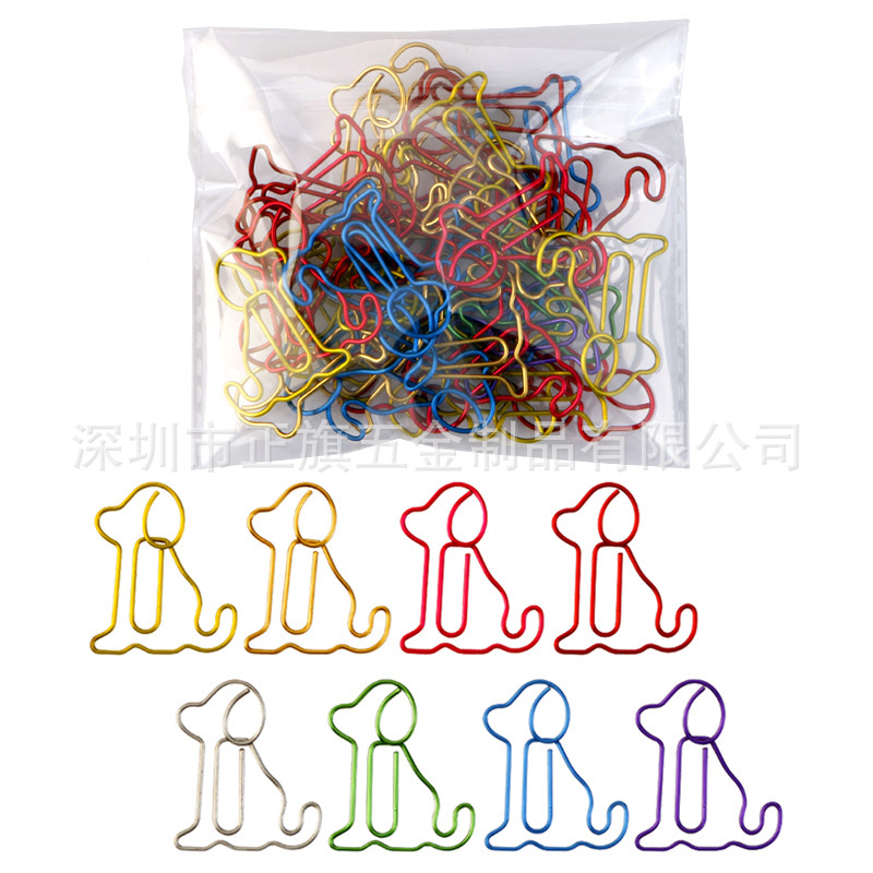 Cross-border hot selling animal sitting dog paper clip golden cross shaped paper clip dachshund dog cute paper clip