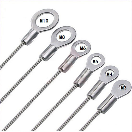 Pressed Steel Wire Rope with Colored Coating, Processed Die-Cast Stainless Steel Fish-Eye Terminal, Lifting Rope, Pull Rope, Stainless Steel Wire Rope