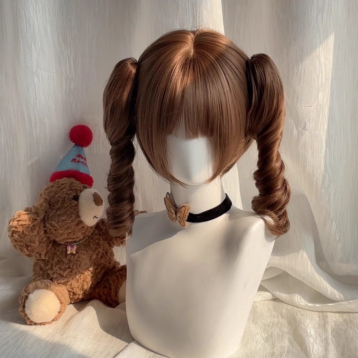 [Медовый пудинг] Парик для женщин с зажимом в форме тигрового рта, римский кудрявый хвост, элегантный ретро лолита парик, полный головной убор