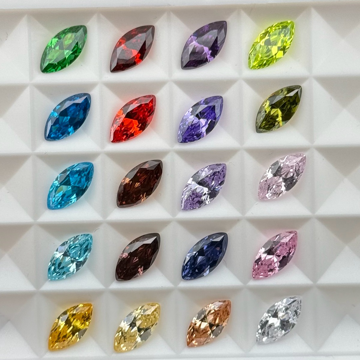 Factory spot 5x 10 horse eye Navy zircon White zirconium colored gemstone pointed bottom faceted bare stone S925 silver ring