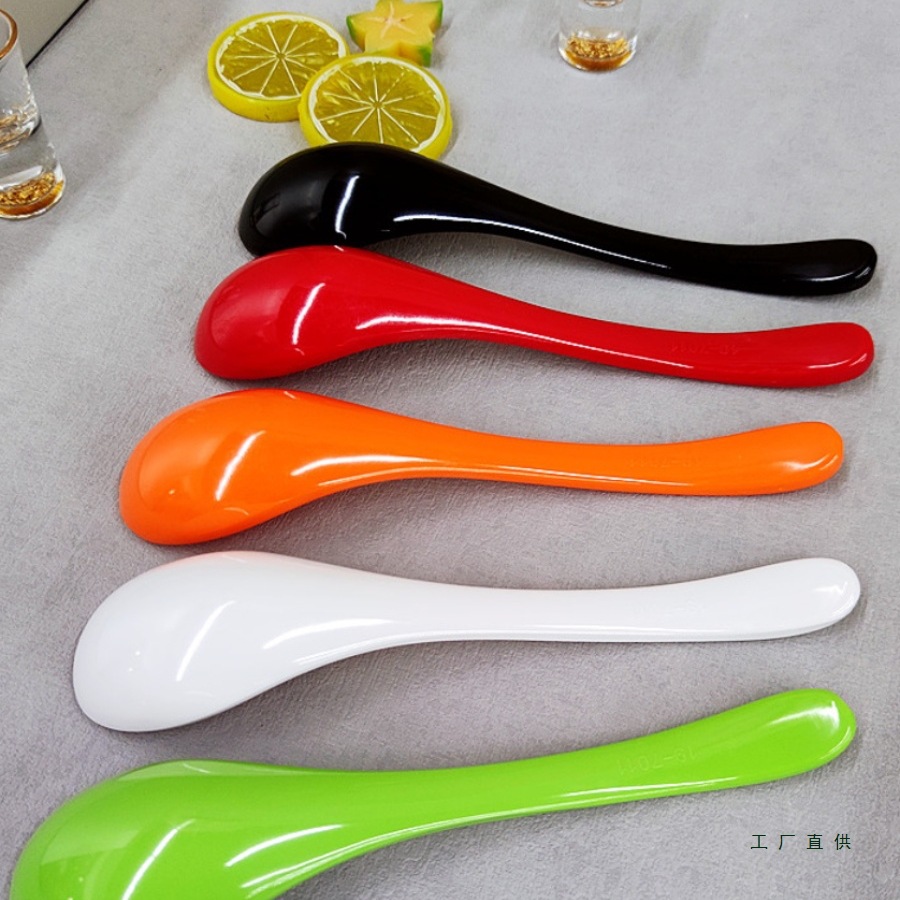 10-Pack of Shatter-Resistant Melamine Spoons for Commercial Use, Long-Handle Turtle Shell Spoons for Rice Noodles, Ramen, and Spicy Hot Pot Soup