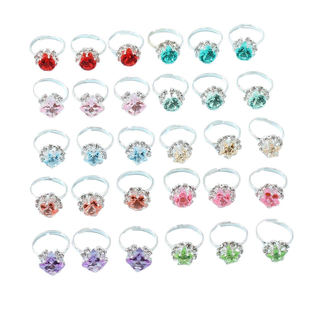 Korean Style New Imitation Silver Children's Ring Women's Inlaid Colored Diamond Ring Cute Versatile Bulk Jewelry Manufacturer Wholesale