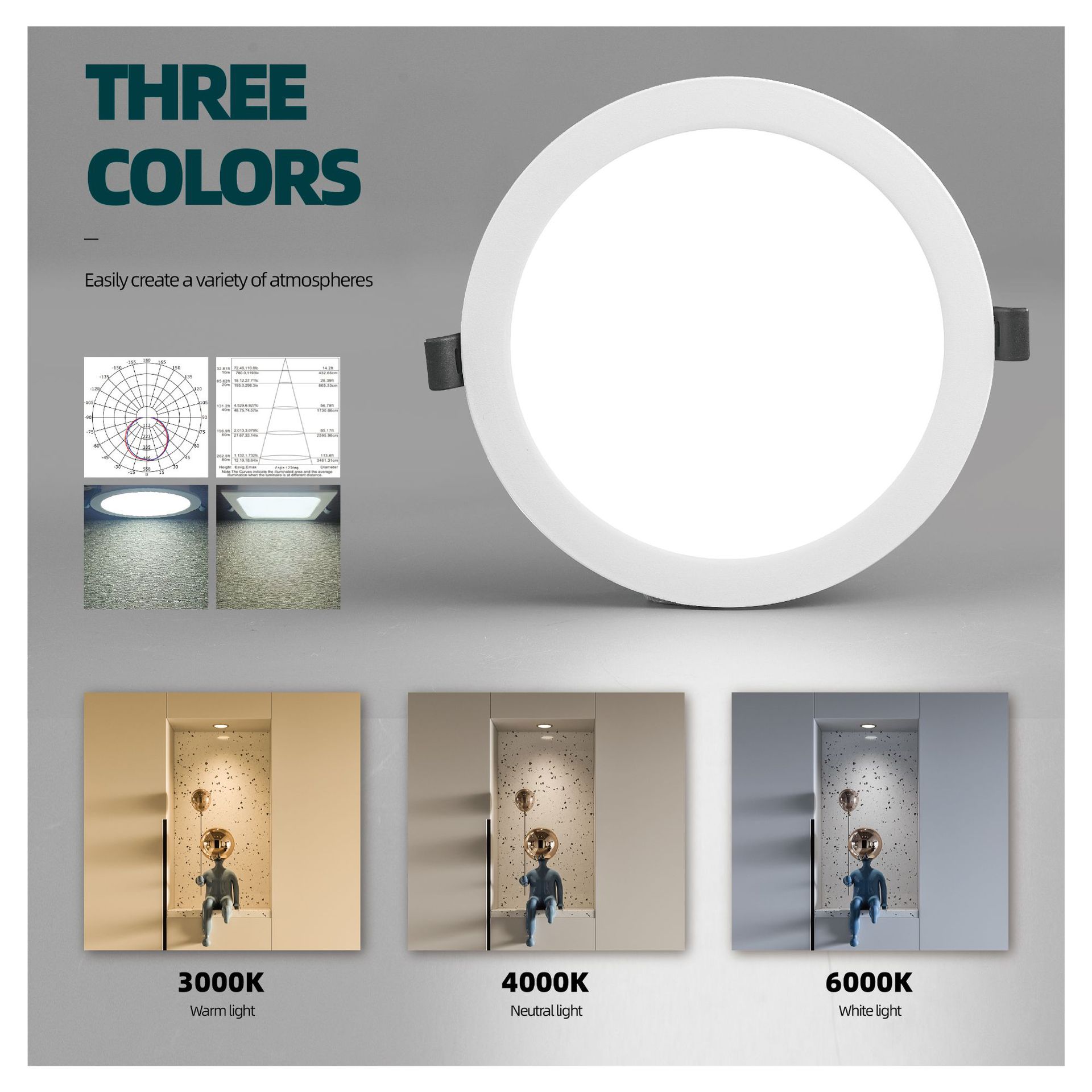 9W one-piece embedded concealed commercial lighting hole panel lamp full plastic anti-dizziness ultra-thin wholesale