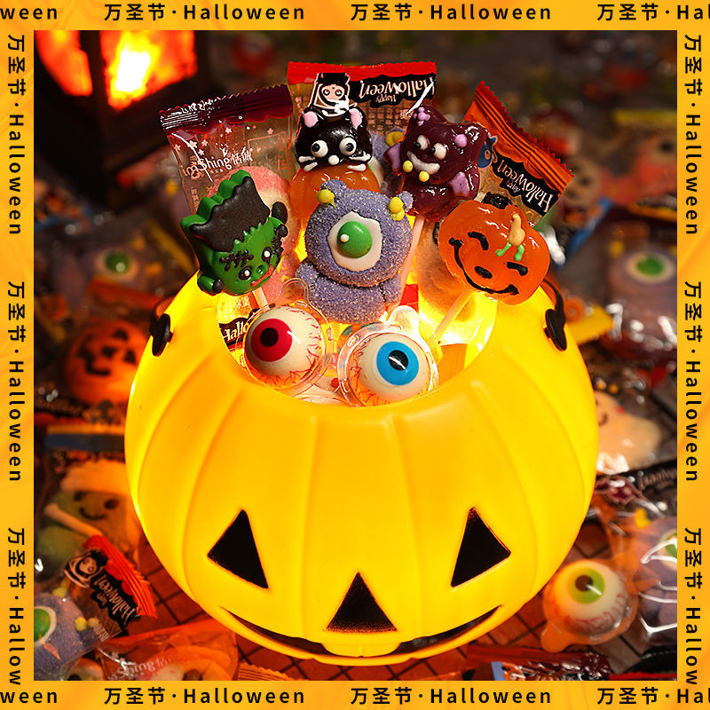 Halloween Children's Gifts Pumpkin Candy Bucket Funny Candy Gift Box Lollipop Snacks Gift Package Wholesale
