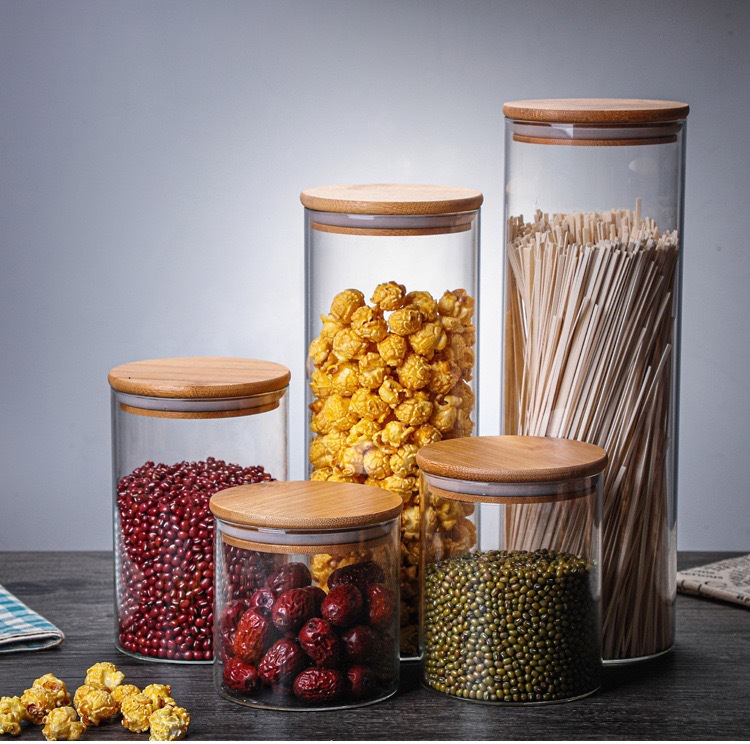 High Borosilicate Glass Sealed Jar Kitchen Spice Storage Jar Moisture-Proof Coffee Tea Jar Grain Storage Jar