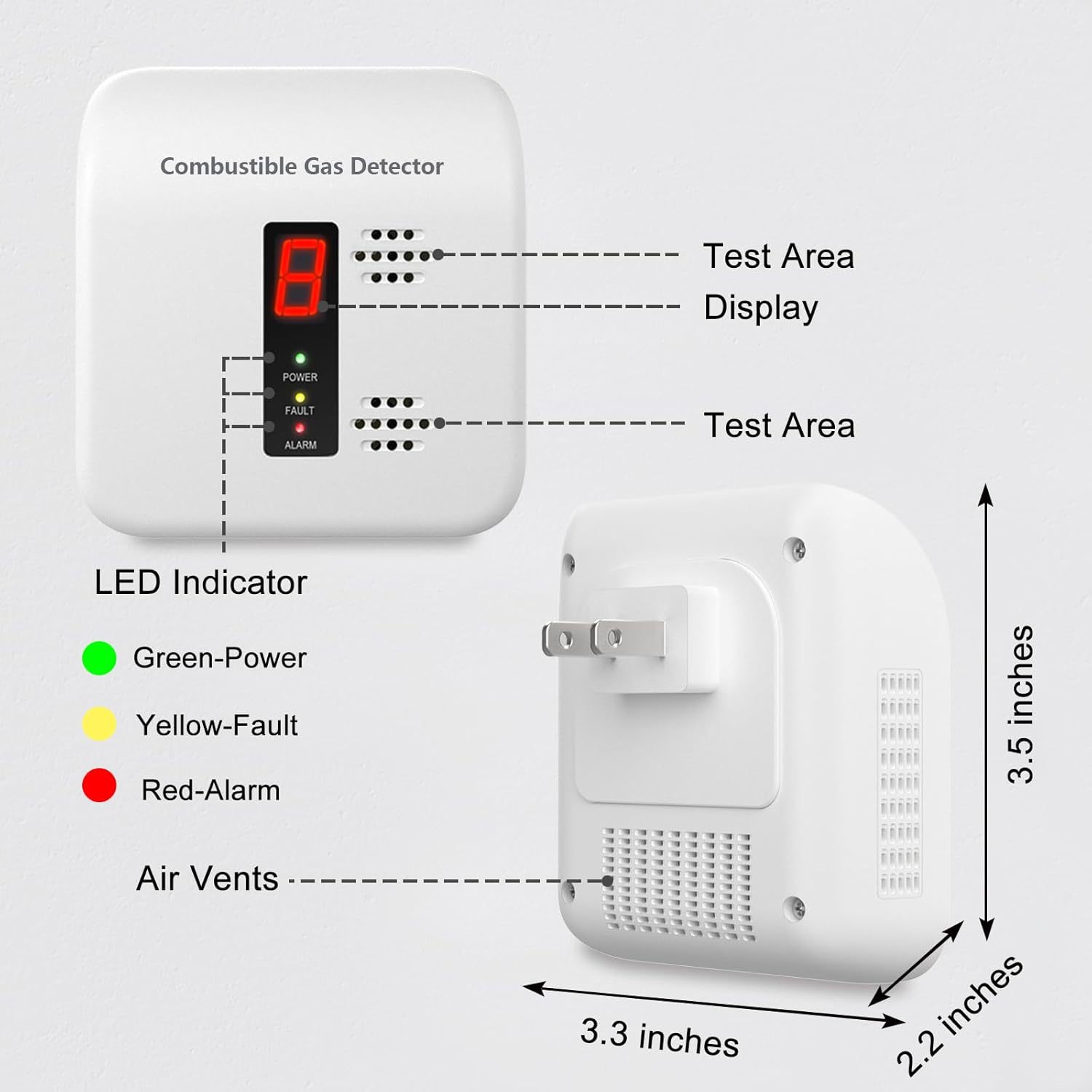 Natural Gas Detector,Y401 Plug-In Gas Leak Detector,Used for Home,Kitchen,
