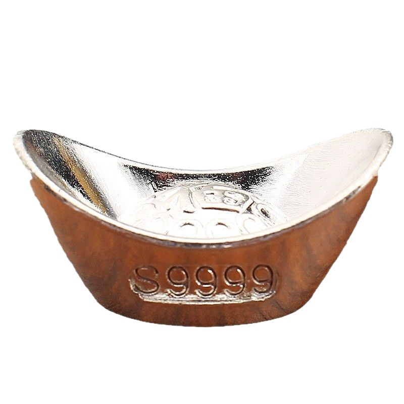 Solid Alloy Ingot with the Character for Fortune, Metal Ornament, Silver Ingot Jewelry, Chinese Retro Decoration, High-End Accessory Gift Factory