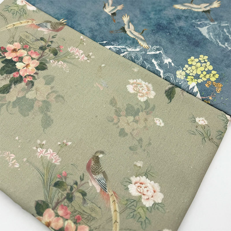 Chinese Style Encryption Cotton and Linen Cloth Tablecloth Door Curtain Cloth Curtain Fabric Sofa Cover Cloth DIY Handmade Cloth Head Processing