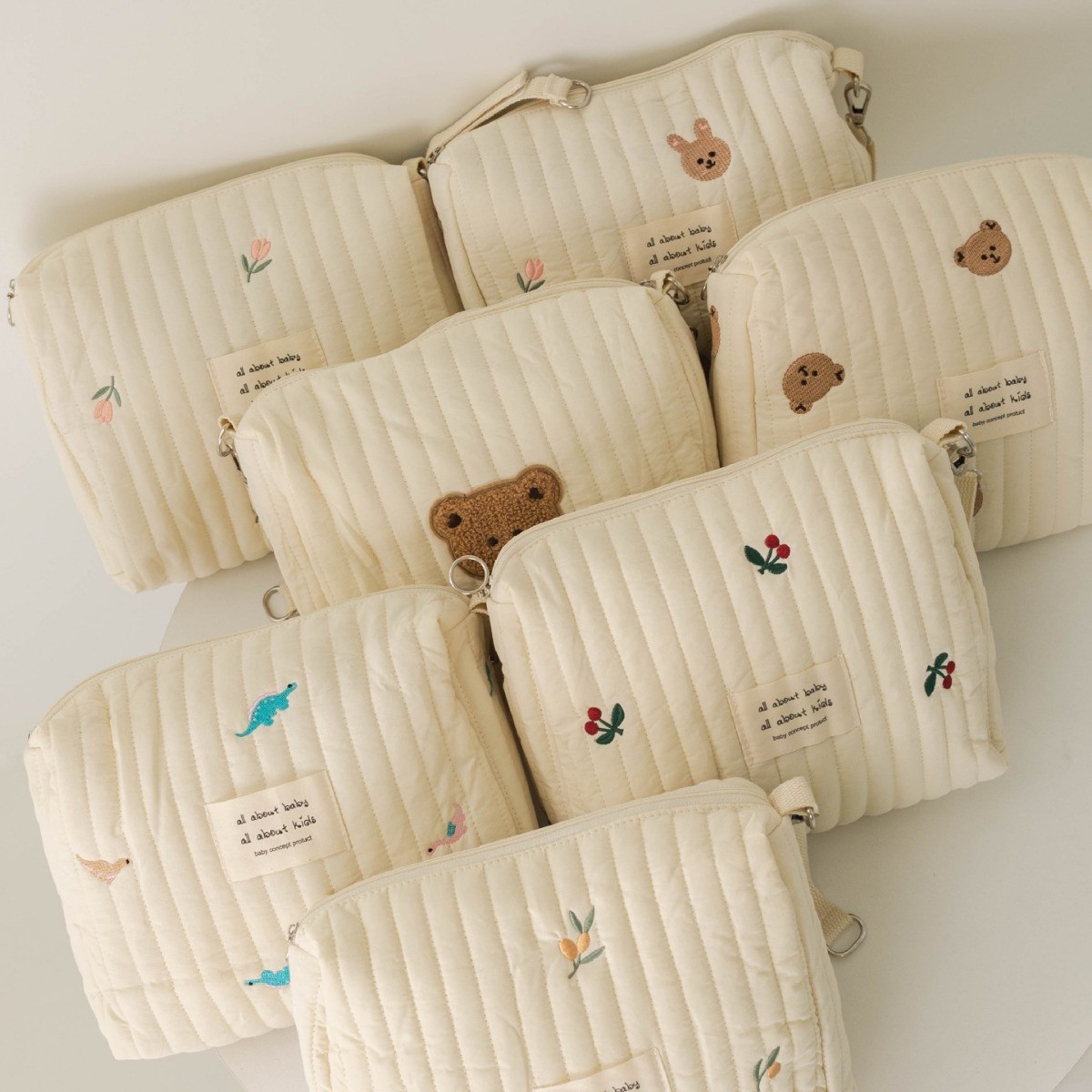 Готовая сумка с молнией, вышитая из хлопка, сумка для коляски, дорожная портативная сумка для тканей