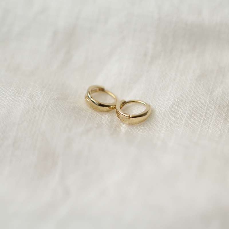 9K gold plain ring temperament retro unique earrings for summer Women summer design sense of Fairy