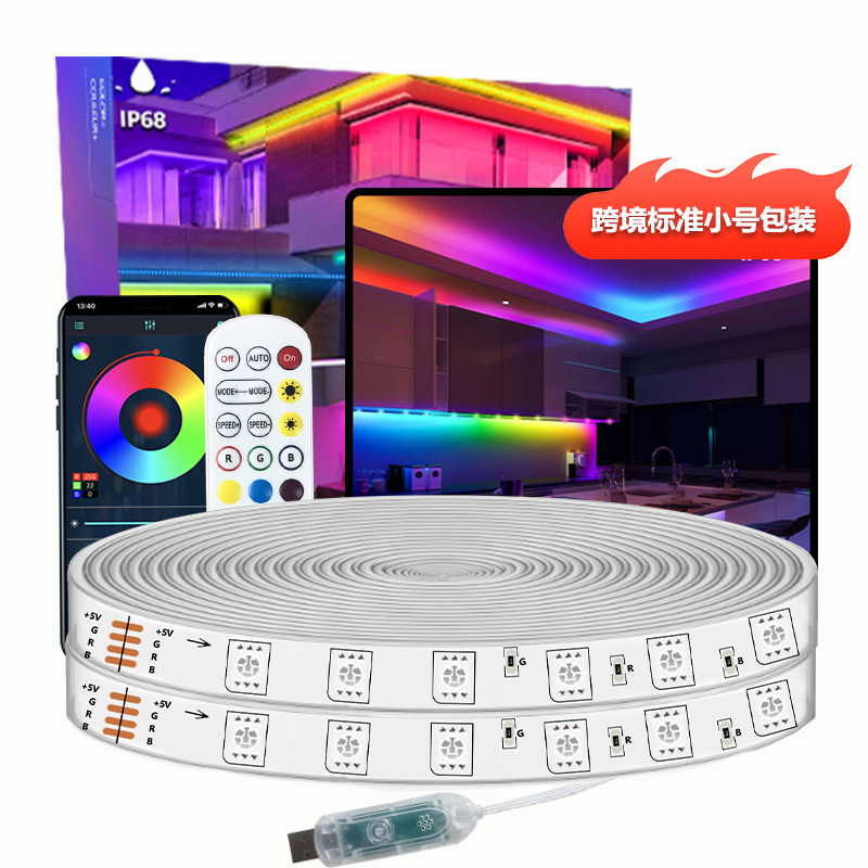 Outdoor Rubber-Coated USB Colorful Light Strip Smart Bluetooth Sleeve Pickup Light Running Rgbic Gaming Tv Atmosphere Light Strip