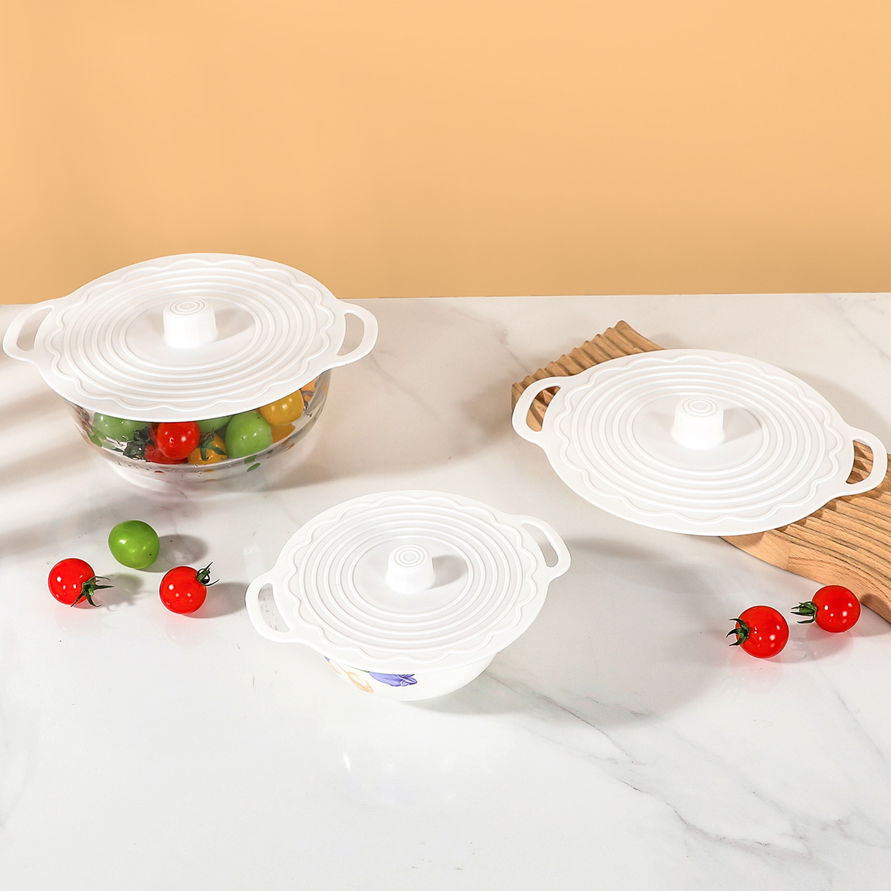Fresh-Keeping Lids for Pots, Bowls, Plates and Cups, Microwave Oven Splash-Proof Lids, Universal Sealing Lids, Reusable Silicone Fresh-Keeping Lids