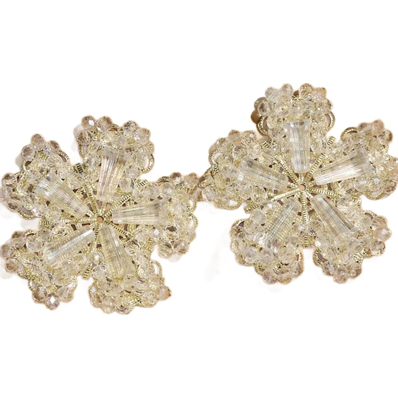 Hand-stitched Beaded Crystal Snowflake Flowers DIY Hand-woven Beaded Hairpin Hair Accessories Fans Wedding Accessories