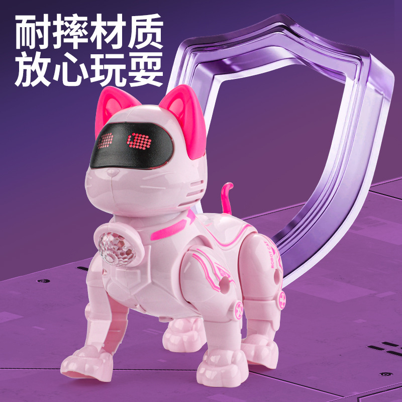 Music Street Stall Wholesale Children's Toys for Boys and Girls Cat Robot Cat Can Walk and Sing Leash Toy Light