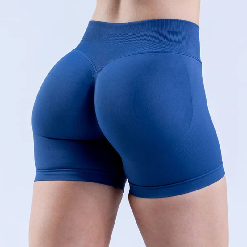 Amazon matt nylon high elastic yoga shorts seamless pleated hip fitness yoga pants quick-drying pants