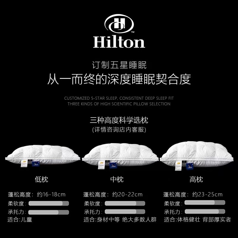 Hotel All-Cotton down Pillow, White Goose down Pillow Core, Single Pillow, Pair for Home Use, Wholesale, Same Style as Hotel