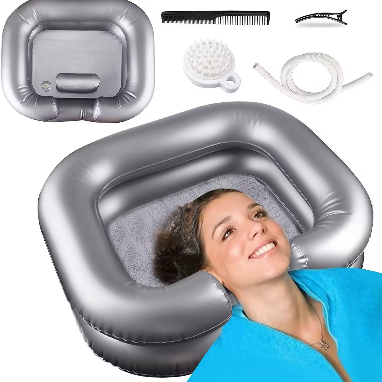 Inflatable shampoo basin with built-in pillow 0.25mm emergency nursing bed for disabled elderly pregnant women bed