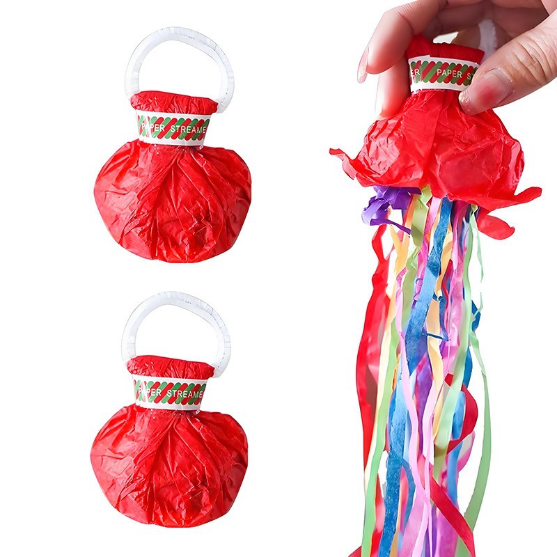 Hand-throwing ribbon pull flower color strip pull gun small salute wedding atmosphere props birthday spray tube hand-held wedding fireworks