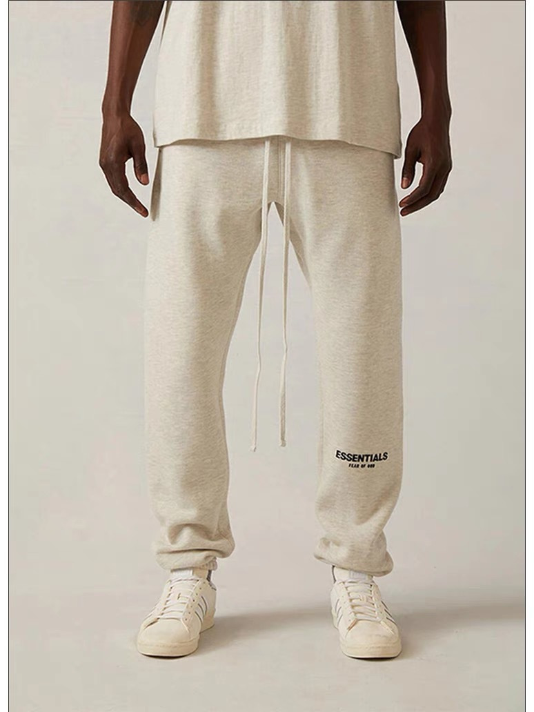 High Version Fog Fleece-Lined Flocked Small Logo Printed Jogger Pants American High Street Loose Casual Sweatpants Trendy