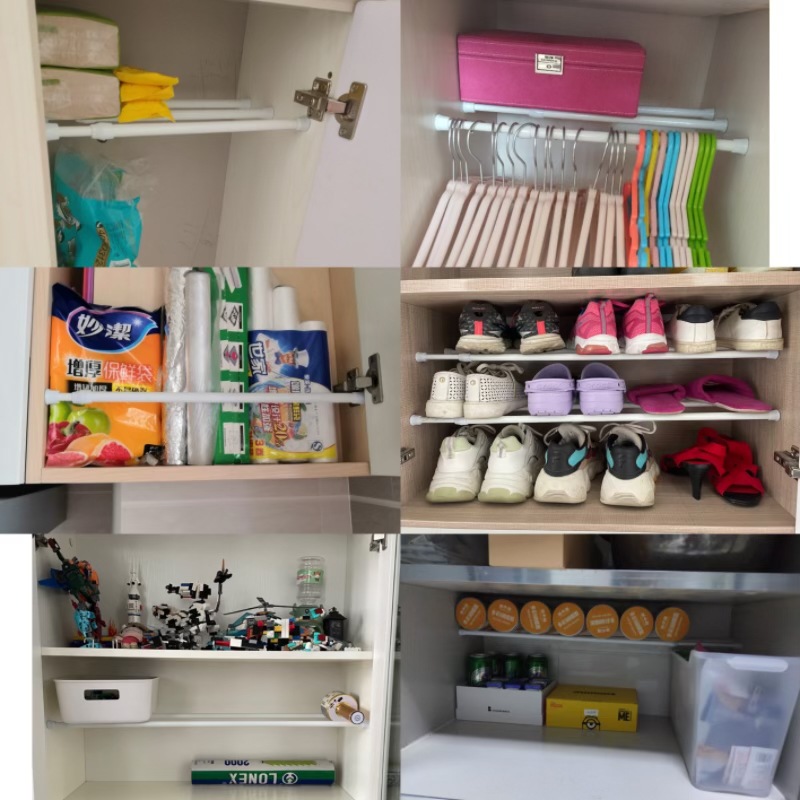 Manufacturer Wholesale White Paint Telescopic Rod High Carbon Steel Punch-free Door Curtain Rod Shower Curtain Rod Storage Curtain Rod White