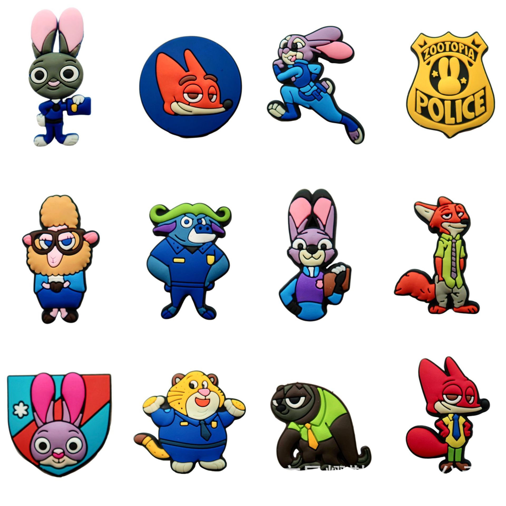 Popular Cartoon Zootopia Clog Shoe Charms Pvc Soft Rubber Garden Shoe Decorations DIY Detachable