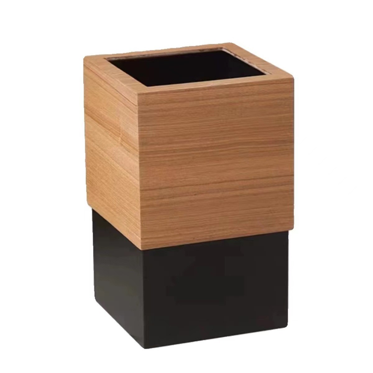 Danish Style Hotel Trash Bin Household Living Room Bathroom High-grade Square Wooden Simple Creative Paper Basket with Lid