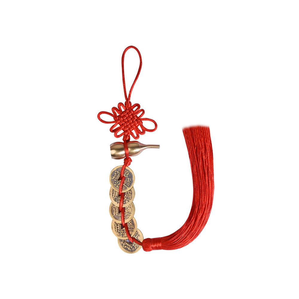 Five Emperors Copper Gourd Money Door-To-Door Authentic Pendant Pure Brass Ornament Press Threshold Chinese Knot Hanging String Wholesale Feng Shui