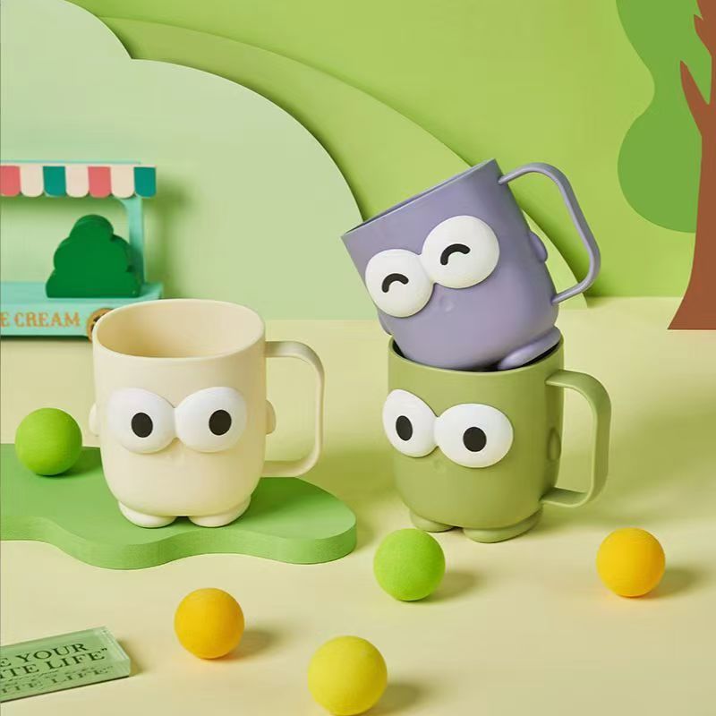 Toothbrush Cup, Mouthwash Cup, Toothbrushing Cup, Student Toothbrush Cup, Plastic Big Eyes, Thickened Expression, Cute Handle, Wash Cup