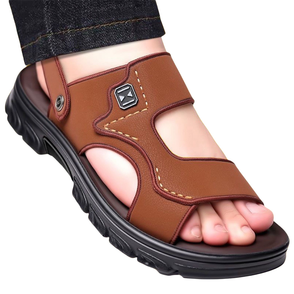 Sandals Men's Imitation Leather Shoes Summer 2025 Non-Slip Waterproof Outer Wear Men's Men's Dual-Use Upgraded Version