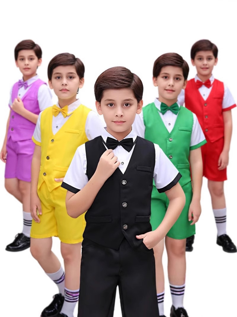 Children's Chorus Performance Costume Host Recitation Costume Flower Children's Dress Boys' Suit Vest suit Performance Costume