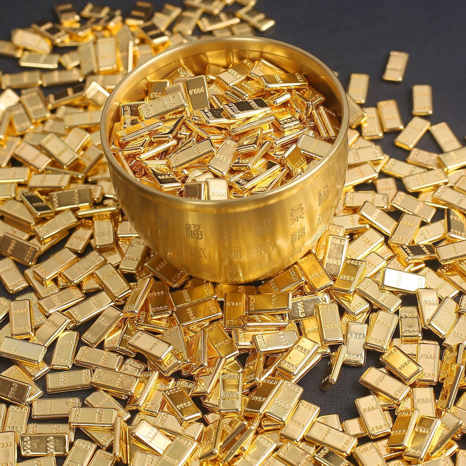 Popular Imitation Solid Small Gold Brick Strips Housewarming Gifts Eight Blessings to Attract Wealth Office Home Decoration Ornaments