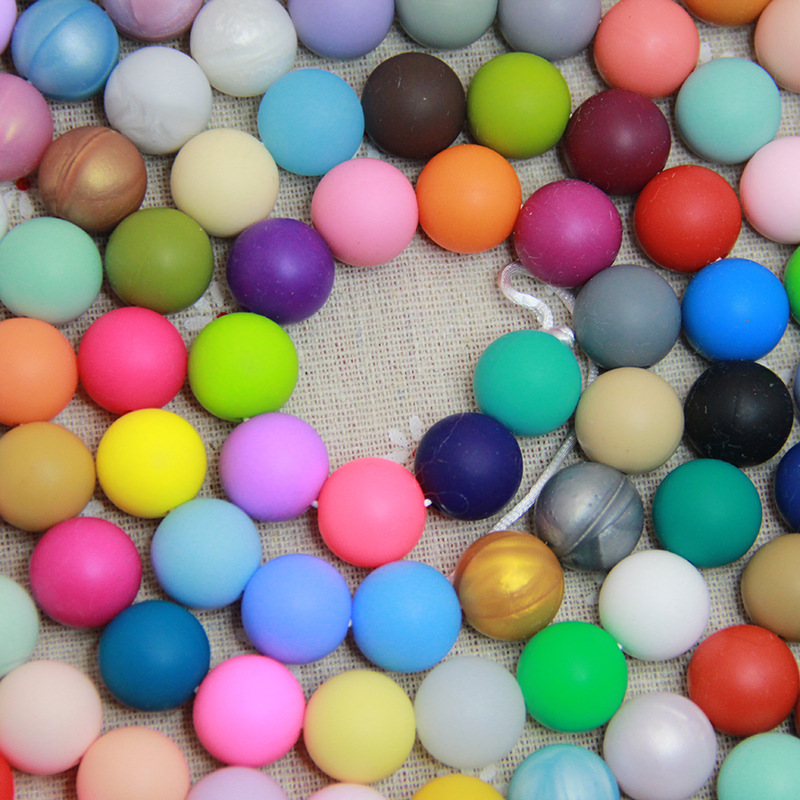 Silicone Beads 15mm Candy Color diy Handmade Accessories Food Grade Baby Tooth Gel Jewelry Explosive Wholesale Silicone Beads