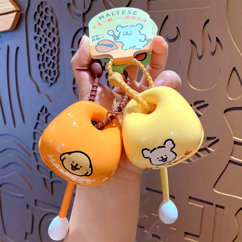 Cute Line Drawing Puppy Stress Relief Wooden Fish Tapping Music Emotional Healing Desktop Ornament Toy Cartoon Tapping Small Pendant