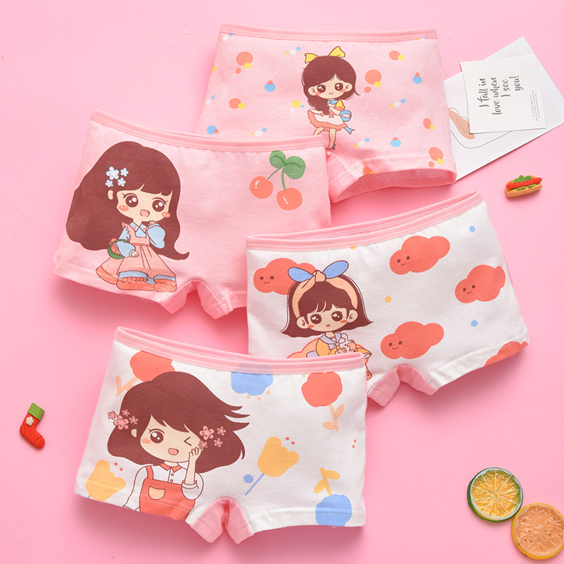 Children's Underwear for Girls, Pure Cotton Crotch, Small Children's Boxer Briefs, Infant Baby Four-Corner Shorts, Little Girl Shorts, Student