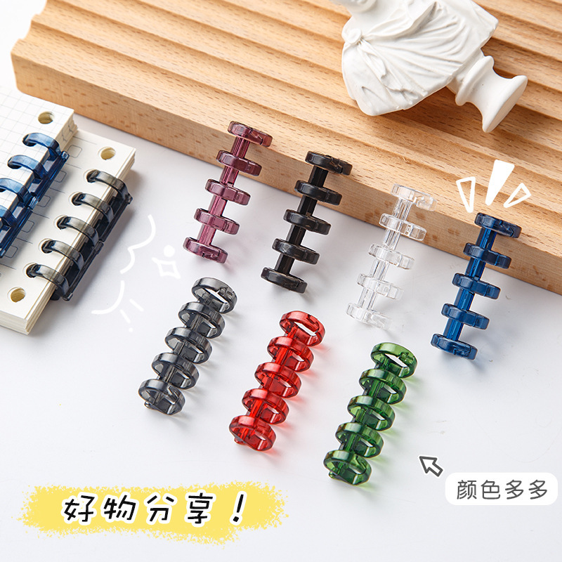 Factory 5-Hole Colorful Loose-Leaf Ring Buckle Loose-Leaf Ring Binding Ring Coil Clamp Ring Removable Storage Ring DIY Plastic Clip