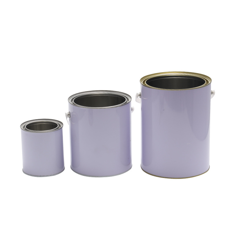 Wholesale 1L4L5L lifting metal round cans painted white water-based sealed small barrel paint pigment chemical metal round cans